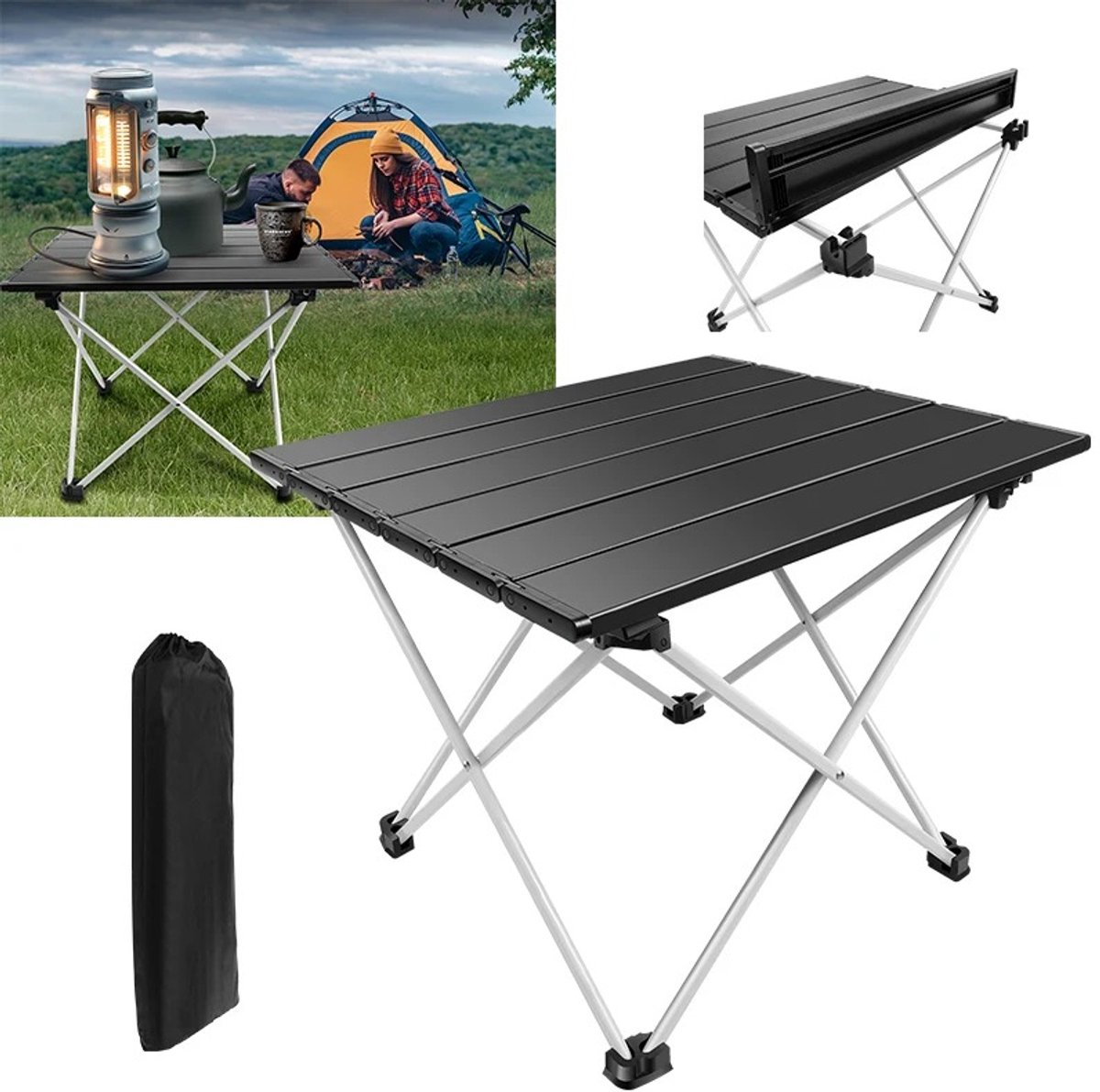 NordHaus Aluminium Campingtafel - Klaptafel - Buitentafel - Lichtgewicht met draagtas - 40 x 35 x 32 cm voor buitengebruik