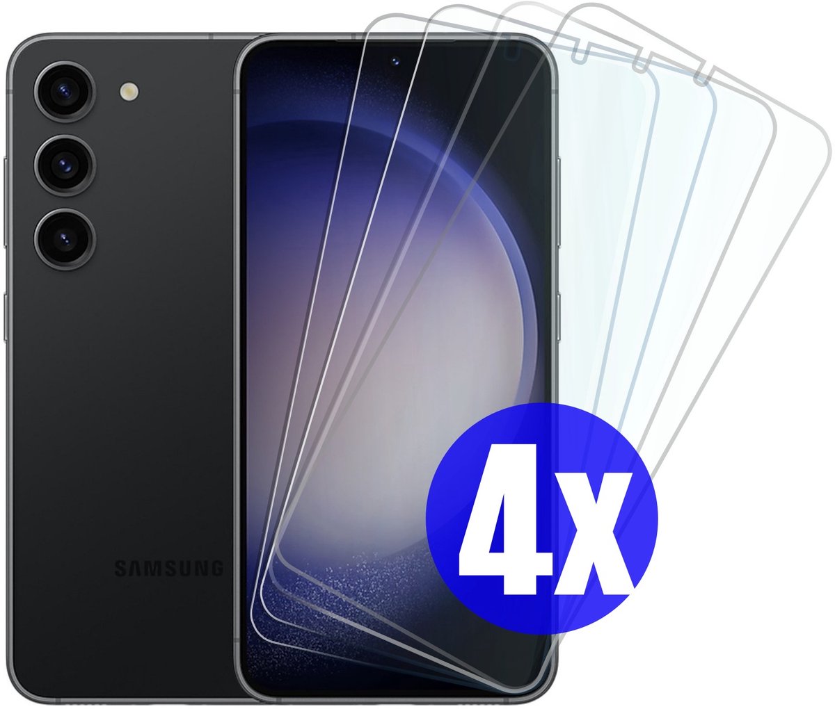 Screenprotector geschikt voor Samsung S23 PLUS (S23+) - Gehard Glas - Tempered Glass Armor Screen Cover - 4 Stuks