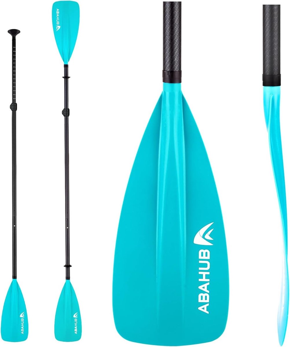 Kajak peddel - Blauw - Verstelbaar 173-213 cm - Carbon Schacht Kunststof Blad - Voor SUP en Kajak