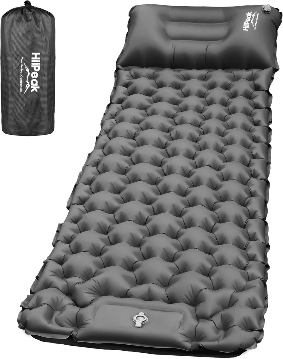 Strandmat met rugleuning - Grijs - Lichtgewicht en Compact - Waterdichte TPU Camping Slaapmat - Voor Kamperen en Reizen