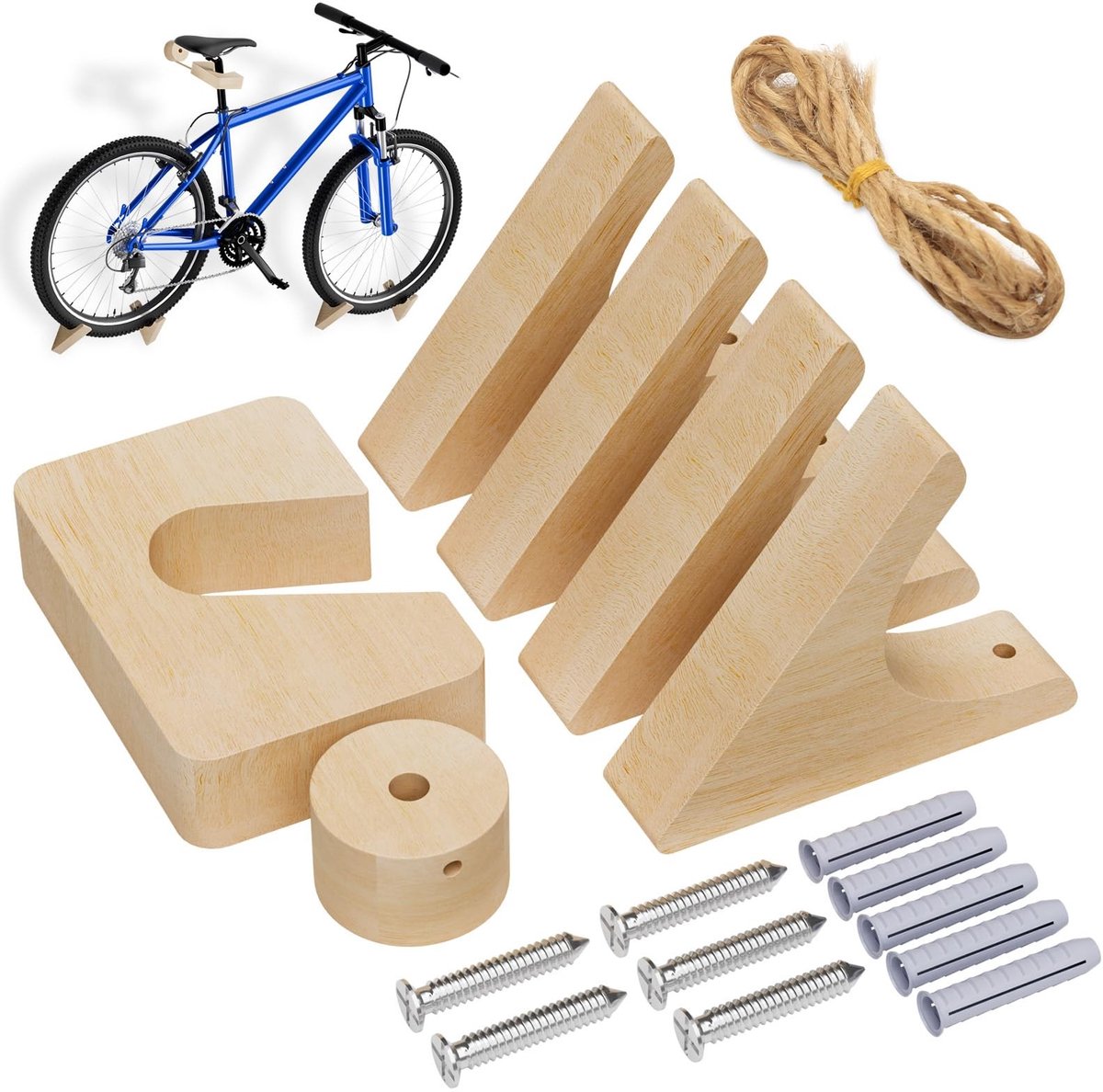 Omgoods - Houten Fiets Wandbeugel met 50 kg Draagvermogen