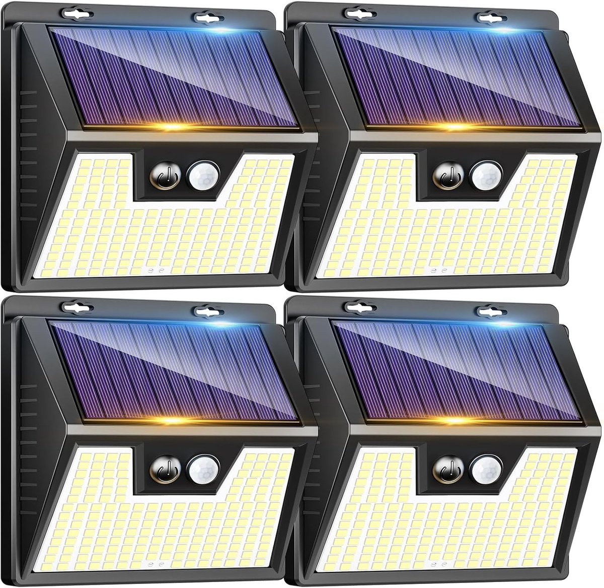 Buitenlampjes - Warm Wit - Lot de 4 - Solar LED Lampen met Bewegingssensor - Voor Buitenverlichting Tuin en Garage