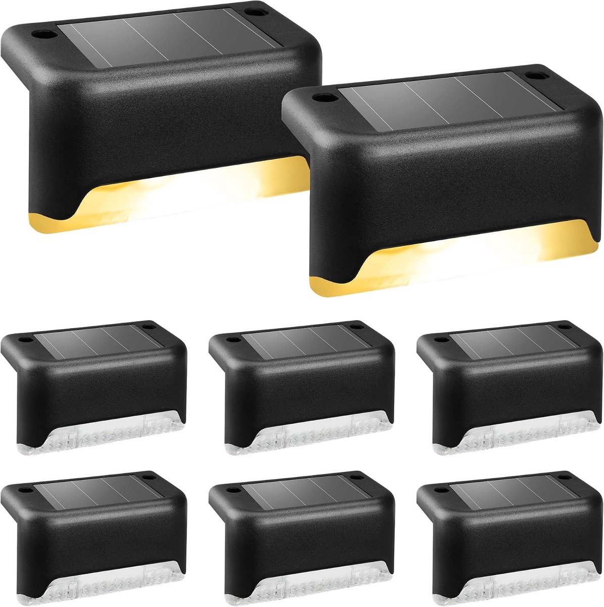 Buitenlampjes - Zwart - 8 stuks - Waterdichte Solar Deck Lights - Voor Buiten Trappen en Tuinverlichting