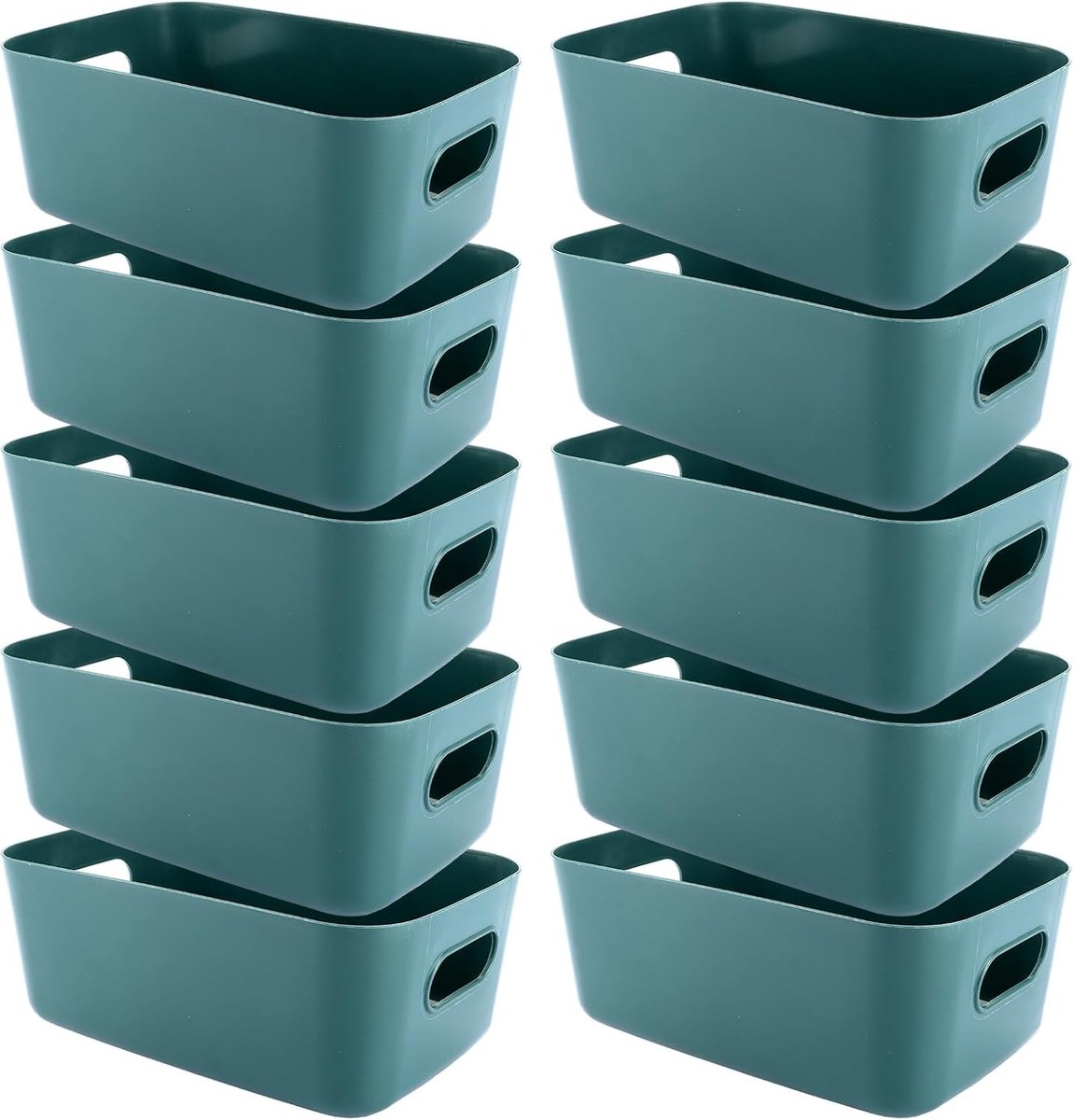 10 Stuks Grote Plastic Opbergdozen 30 x 20 x 12 cm met Handvat, Ideaal voor Keuken, Kantoor en Speelgoedopslag
