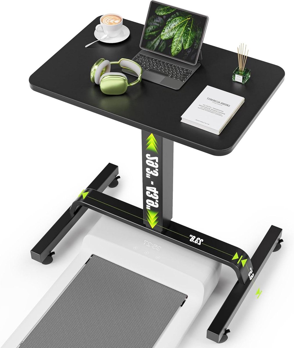 Bijzettafel met wielen - Mobiel bureau Laptoptafel - Flexibel werken - In hoogte verstelbaar - 60 x 40 cm - Wit