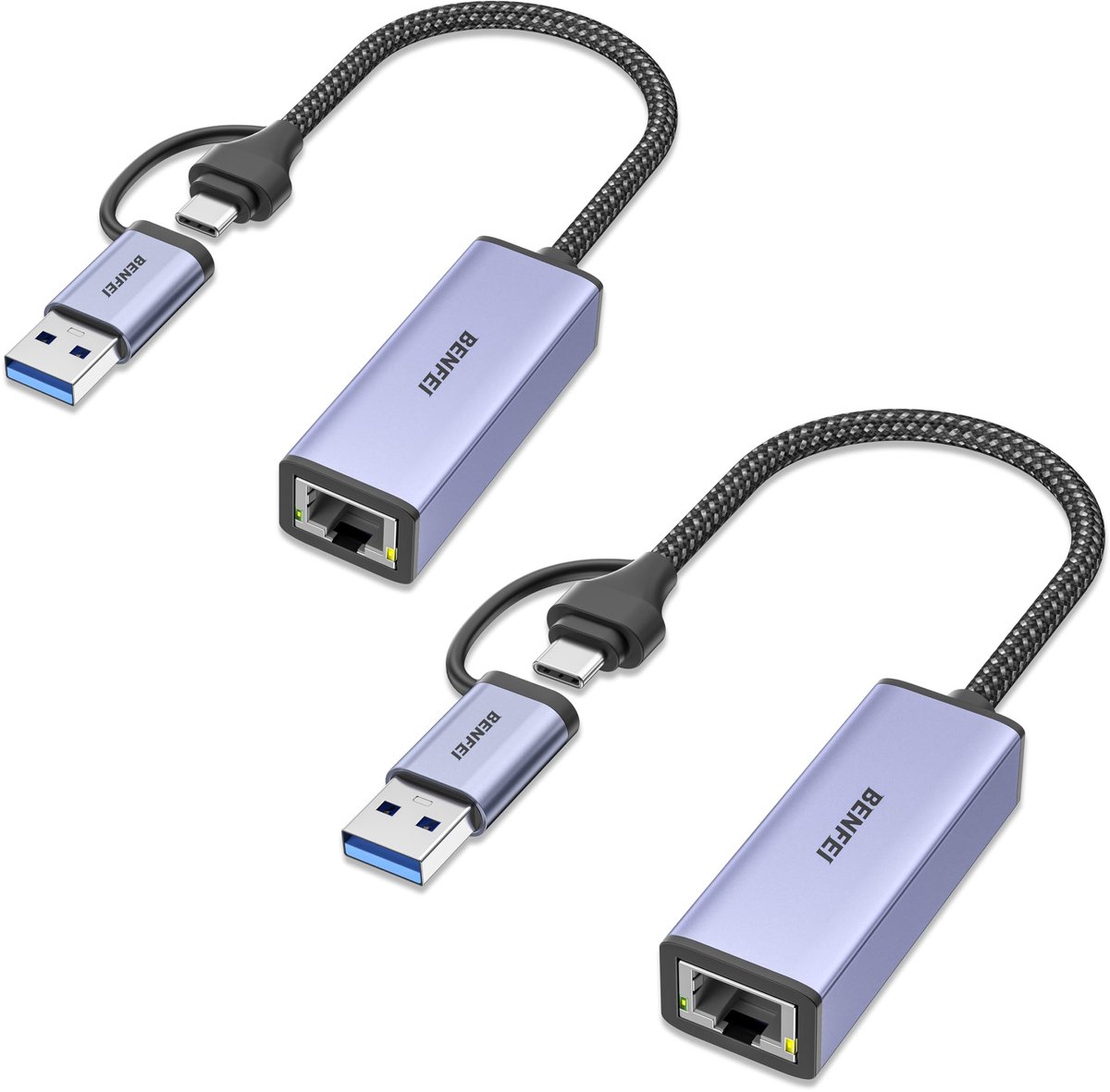 Omgoods - USB naar Ethernet Adapter Set van 2 voor Snelle Netwerkverbinding