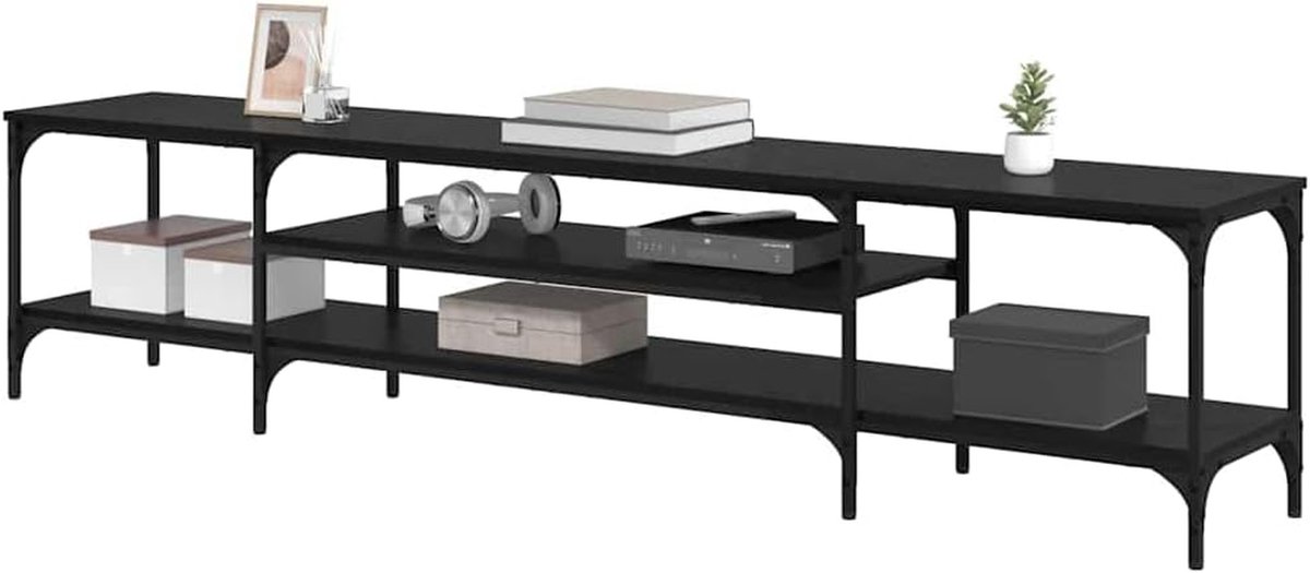 TV Meubel - Tv-kast Dressoir - Opbergen Woonkamer - Rustieke Uitstraling - 201 x 35 x 45 cm - Zwart Eiken