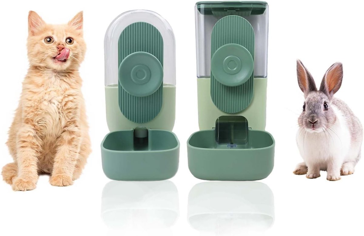 Automatische voeder- en waterdispenser voor kleine huisdieren zoals konijnen, chinchilla's, egels en eekhoorns - ideaal voor gemak en welzijn