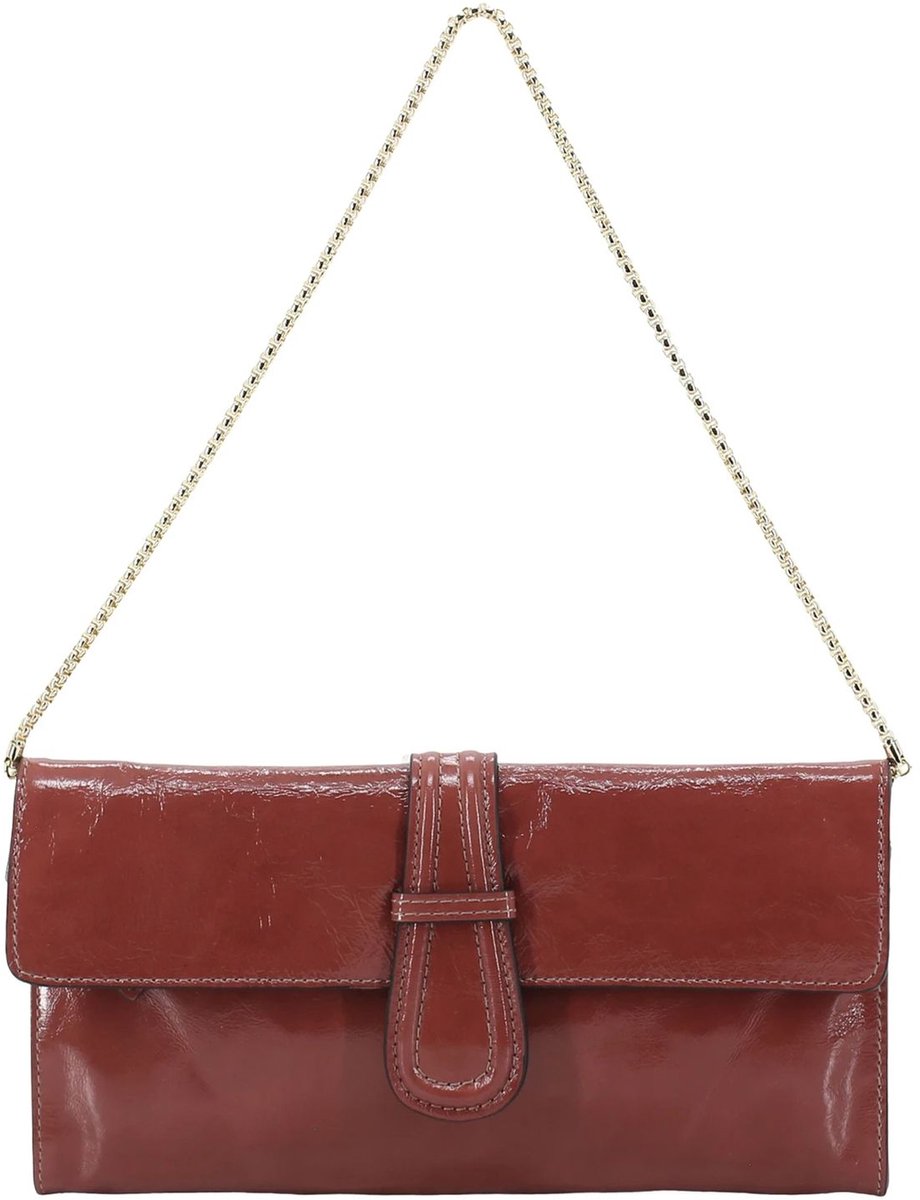 abro schoudertas clutch Leather Venice Luna Shoulder Bag Rosewood donkerrood bruine