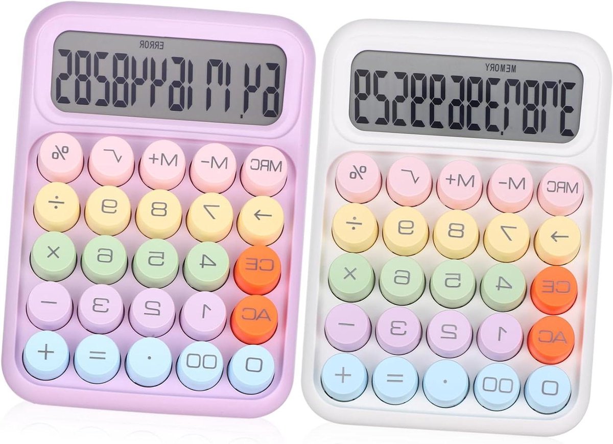 Mechanische Rekenmachine - Desktop Calculator - Bureau Werk - Mechanische Toetsen - 16 x 11.5 x 2 cm - Multicolor