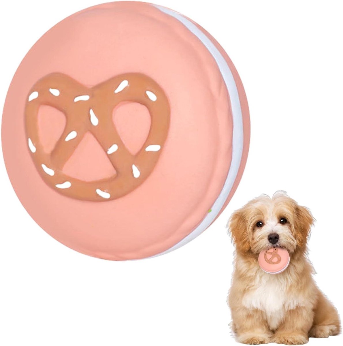 Hondenspeelgoed met pieper - Kauwspeeltje interactief - Tandjes schoonmaken - Duurzaam natuurlijk latex - 6 cm - Roze