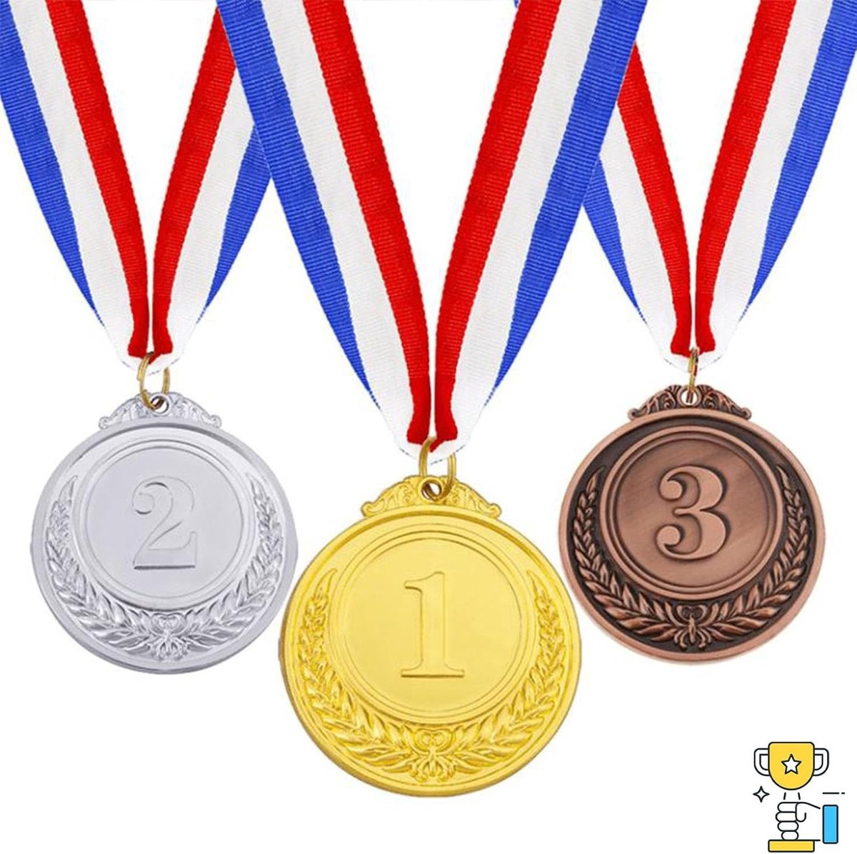 Medaille Set voor Kindersport, Gouden, Zilveren en Bronzen Medailles, Winnaarsprijzen voor Wedstrijden, 3 Stuks van Zinklegering, Perfect voor Sportcompetities en Spelwedstrijden
