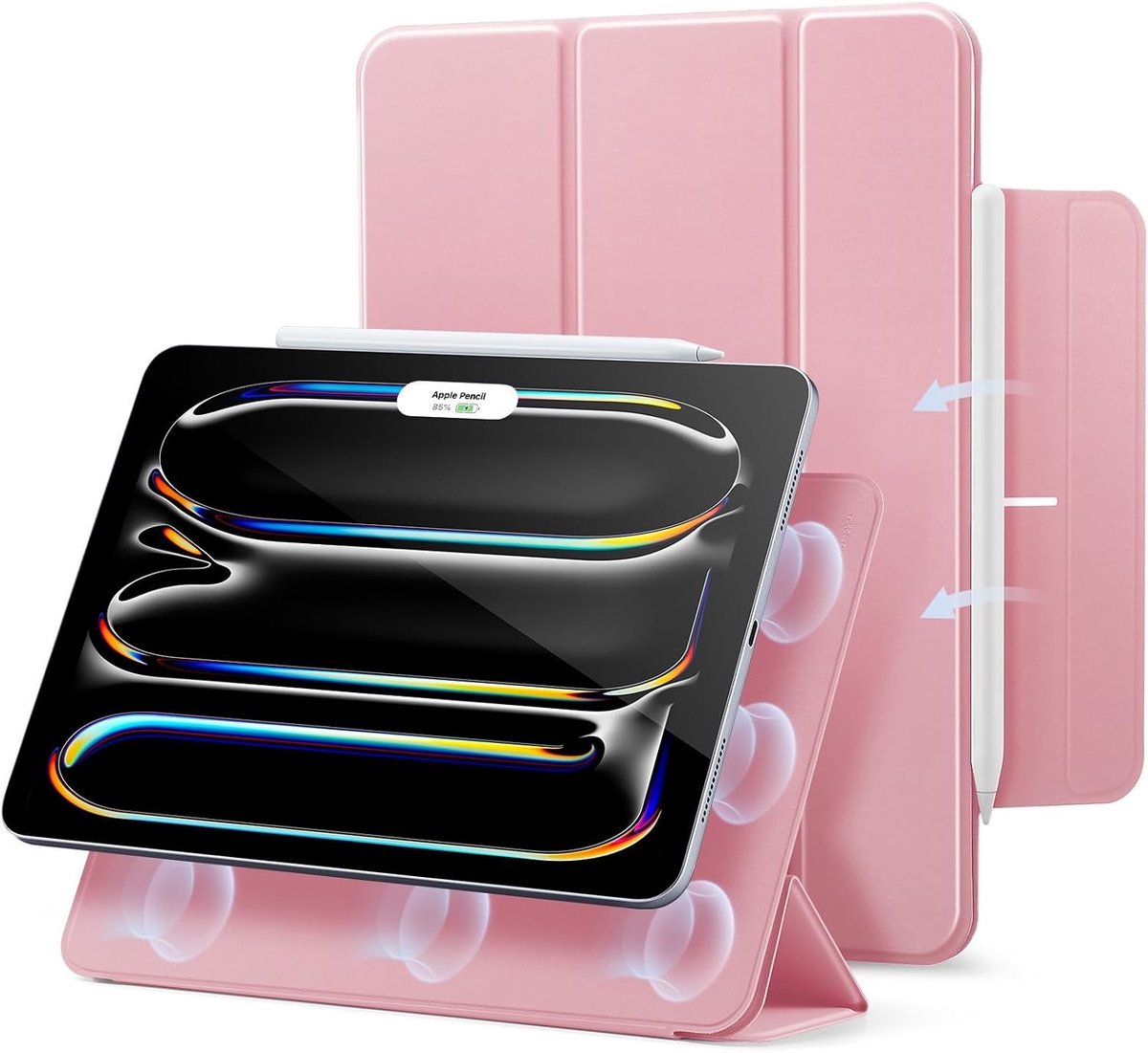 iPad Pro 13 Inch Hoes met Sterke Magneetbevestiging, Slimme Drievoudige Stand, Ondersteuning voor Apple Pencil en USB-C, Automatische Slaap/Wekfunctie, Duurzame Bescherming en Handige Trifold Houder