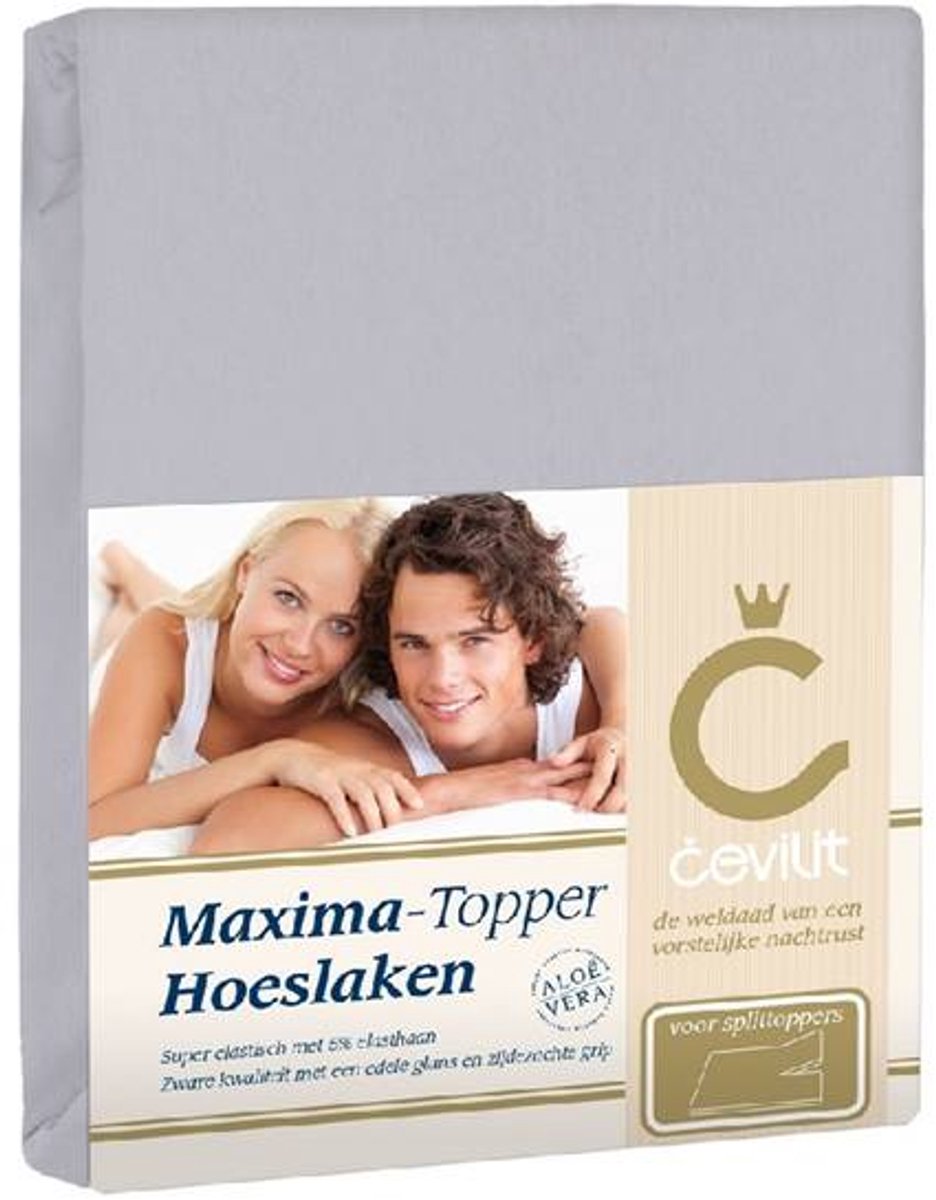 Cevilit Jersey met Elastan - Maxima Splittopper Hoeslaken - Licht grijs - 180x200/220 cm