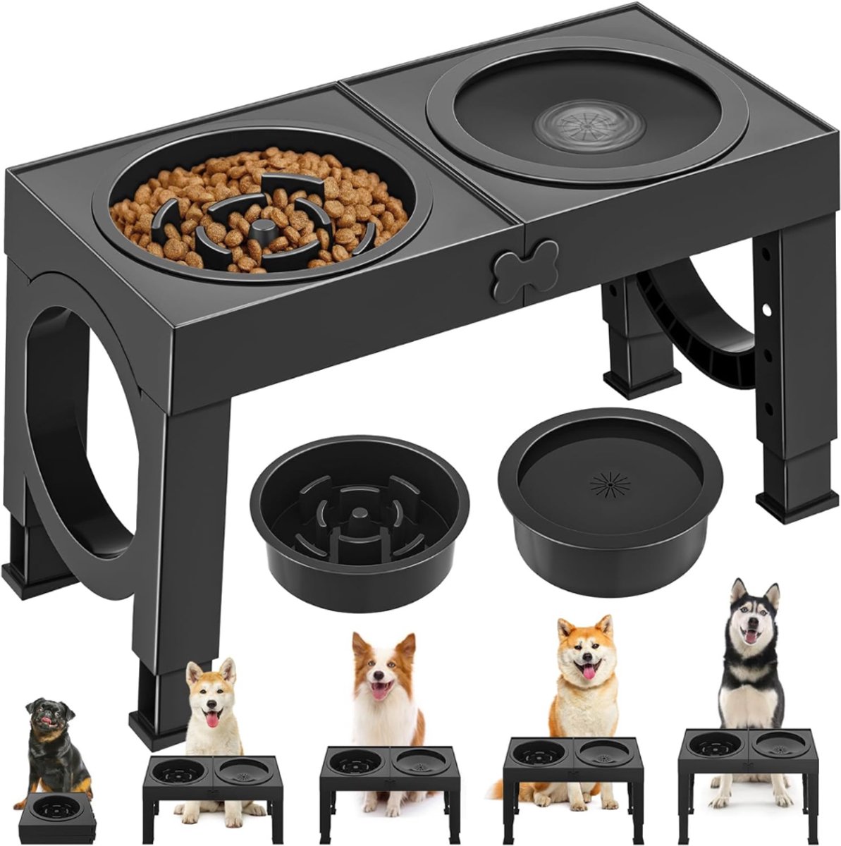 ZRNS® Anti Schrokbak Hond - Voerbak voor Honden - Met Waterbak - Hoogte Verstelbaar