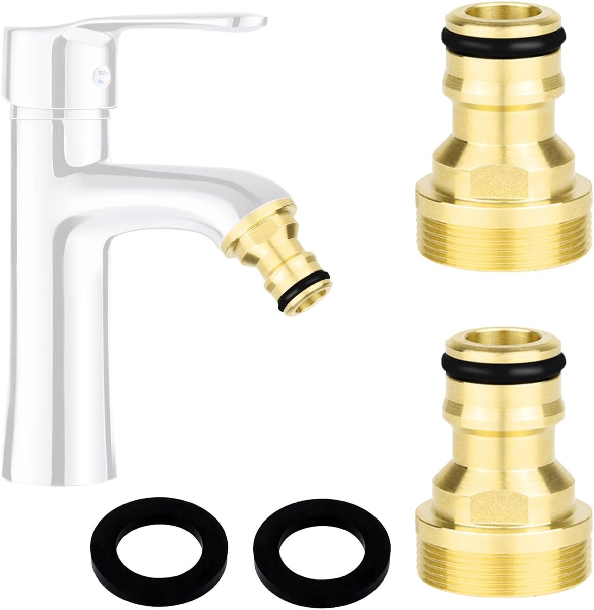 Slangkoppeling Adapter - Goud - - Messing - Voor Waterkraan en Tuinslang