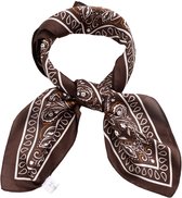 Emilie collection - sjaal - bruin - satijn - vierkant 70x70cm - paisleyprint