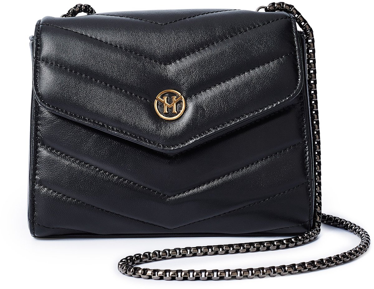 Victoria Hyde "New English Lady"- Dames Crossbodytas – Zwart – Gewatteerd – Schoudertas met Kettingriem - Elegante Tas voor Dames
