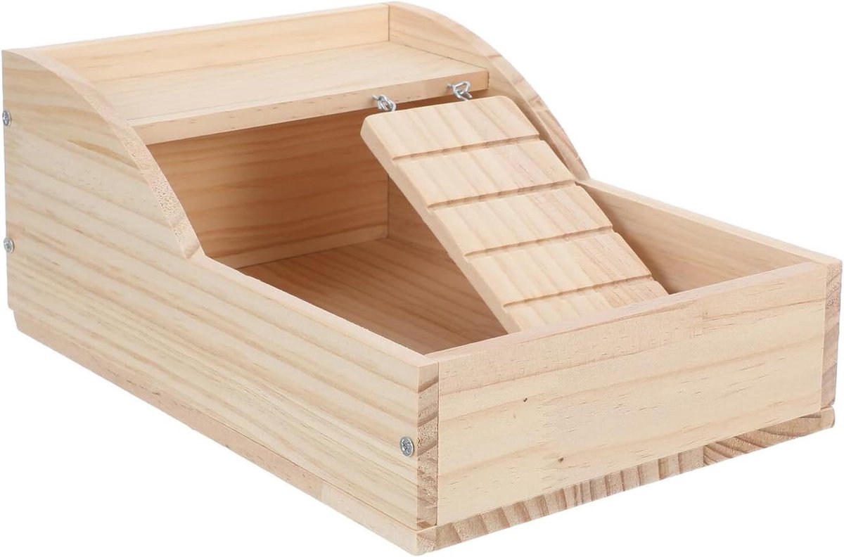 Houten Hamster Zandbad - Zandbak Kleine Dieren - Vachtverzorging Dieren - Met Afneembare Klimladder