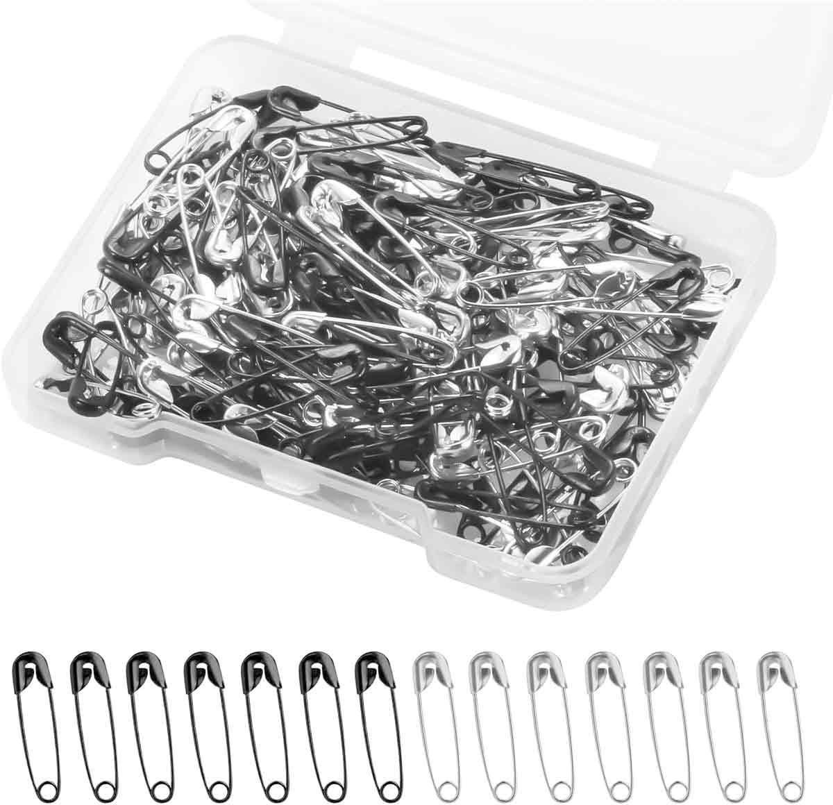 GELLDG 150 Stuks Veiligheidsspelden - Metalen Mini Veiligheidsspelden - 19mm - Gemakkelijk Op te Bergen en Te Bewaren - Geschikt voor Kleding, Naaiwerk, Handwerken, Sieradenmaak en DIY - Metaal - Zilver en Zwart