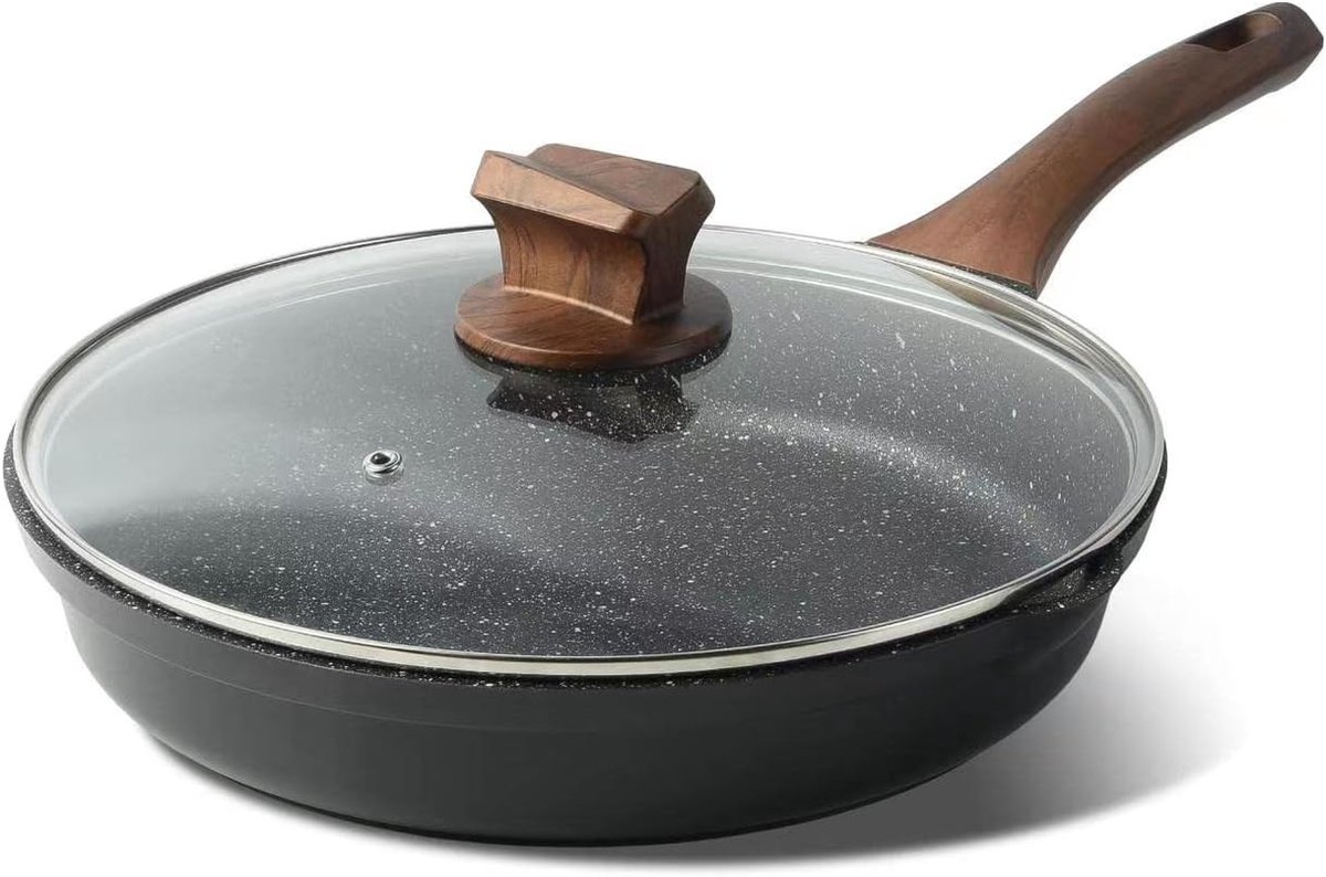 Kookpan met Deksel, Antiaanbaklaag, 28 cm, Graniet, Geschikt voor Gas- en Inductiekookplaten, Duurzaam en Gebruiksvriendelijk