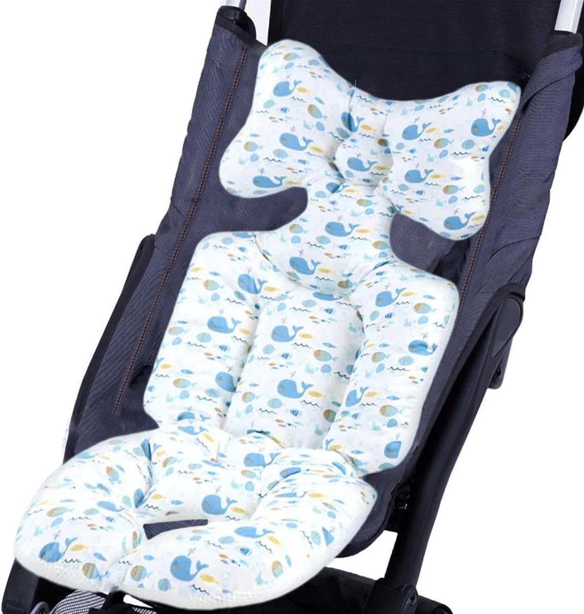 Kinderwagen Stoelbekleding - Kinderwagenmat Babyzitje - Comfortabel Reizen - Dubbelzijdig Ontwerp - 68 x 34 cm - Veneto Blauw