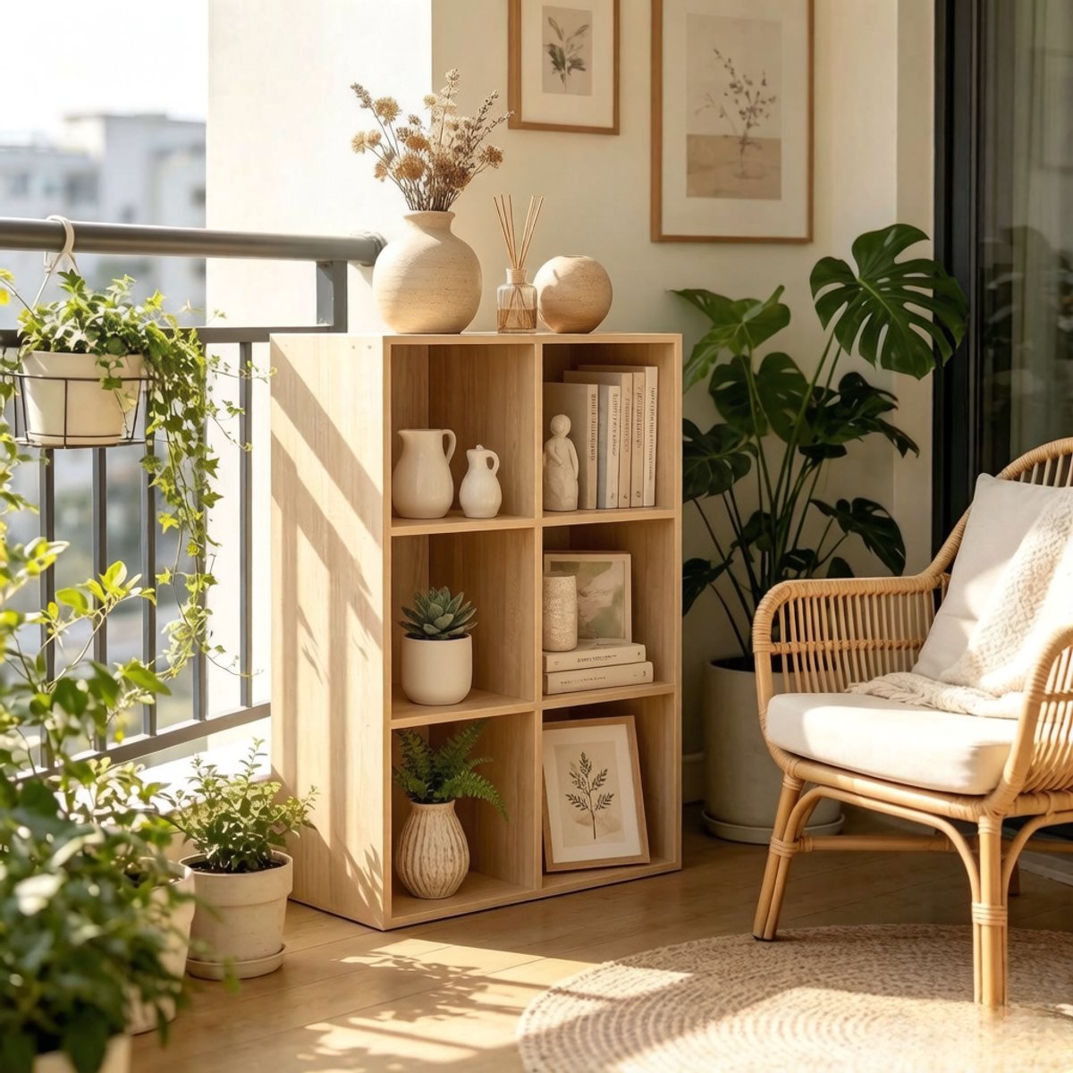 Vakkenkast – Open Boekenkast Met 6 Vakken – 59,6 x 89 x 29 Cm – Hout – Oak – Voor Woonkamer En Werkkamer