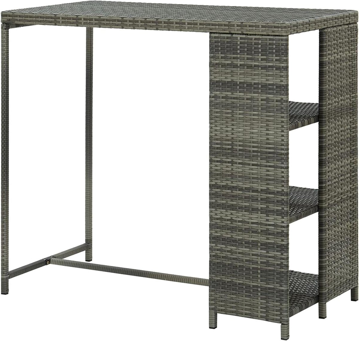 Bartafel met planken - Statafel Bistrotafel - Buiten dineren - Met zijdelingse opbergruimte - 120 x 60 x 110 cm