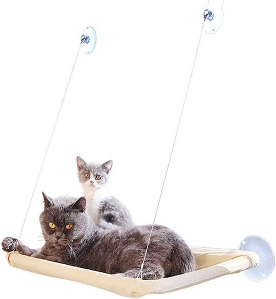 Katten Hangmat - Kattenmand Raam - Ontspannen Zonnen - Industriële Zuignappen - 55 x 35 cm - Grijs