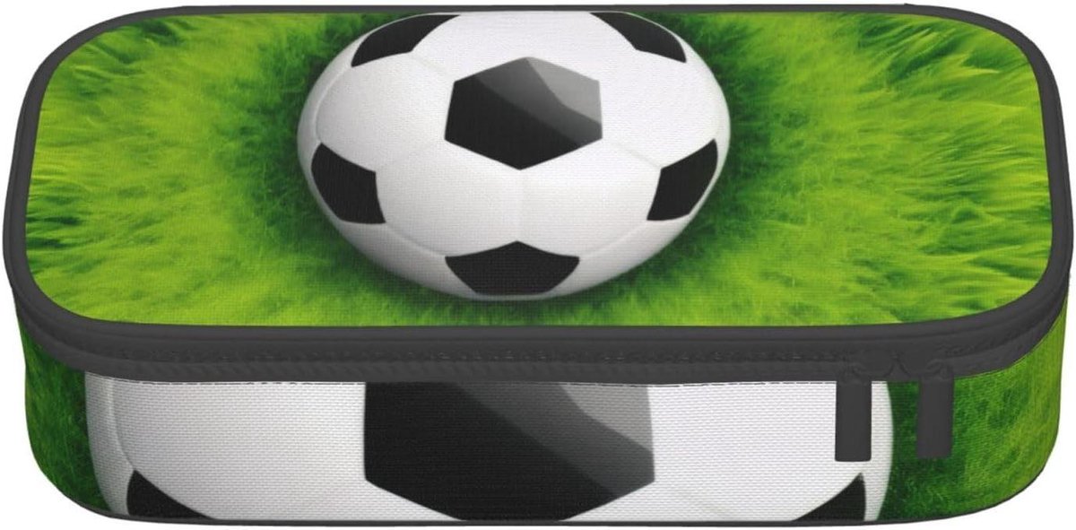 Etui Voetbal Gras - Pennenzak Tas - Briefpapier Organiseren - Grote Capaciteit - 21 x 9.5 x 5 cm - 3D