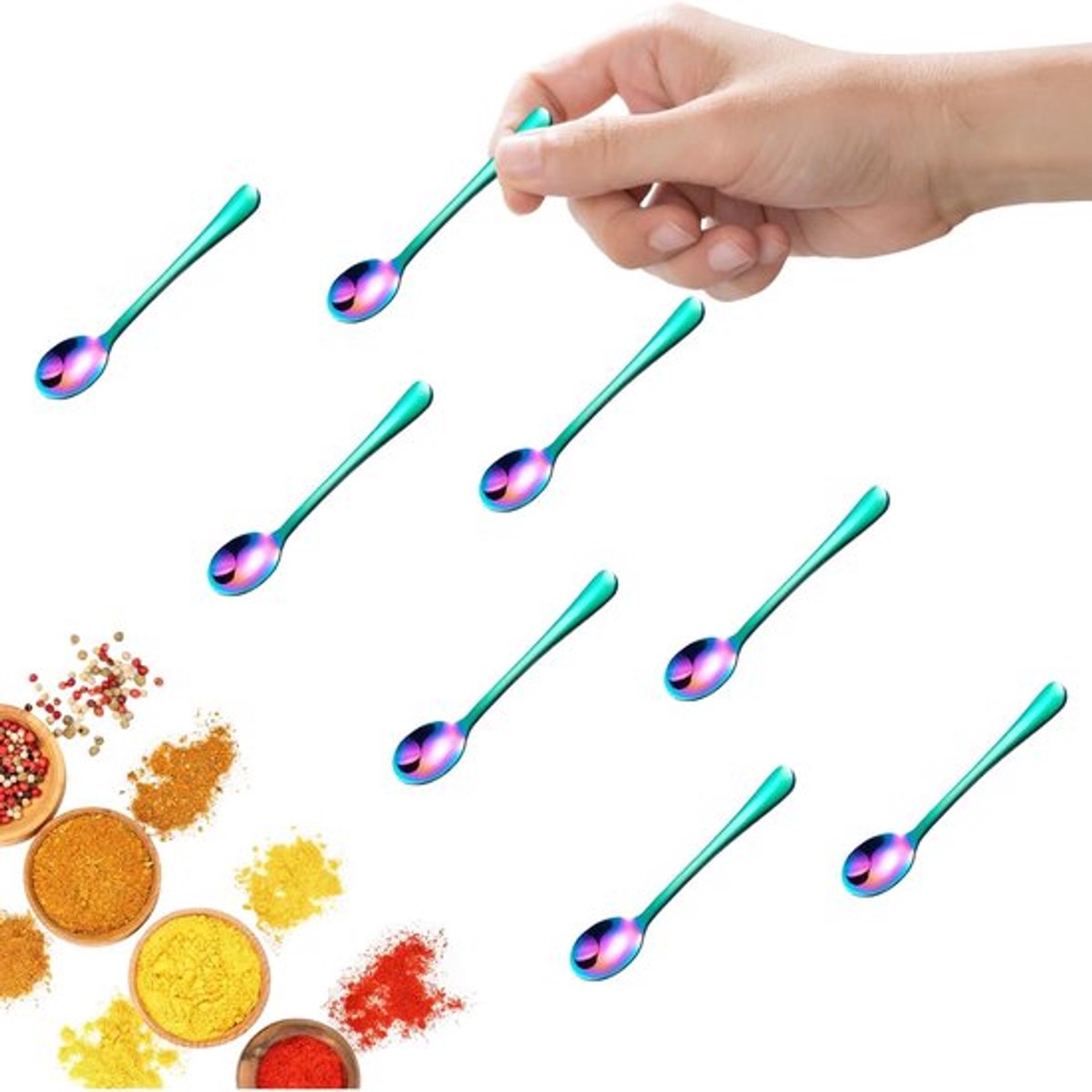 Kruidenlepels 8 stuks - Mini Formaat 7,5 CM - Roestvrij Staal - Herbruikbaar - Duurzaam - Perfect voor Specerijen - Lepels