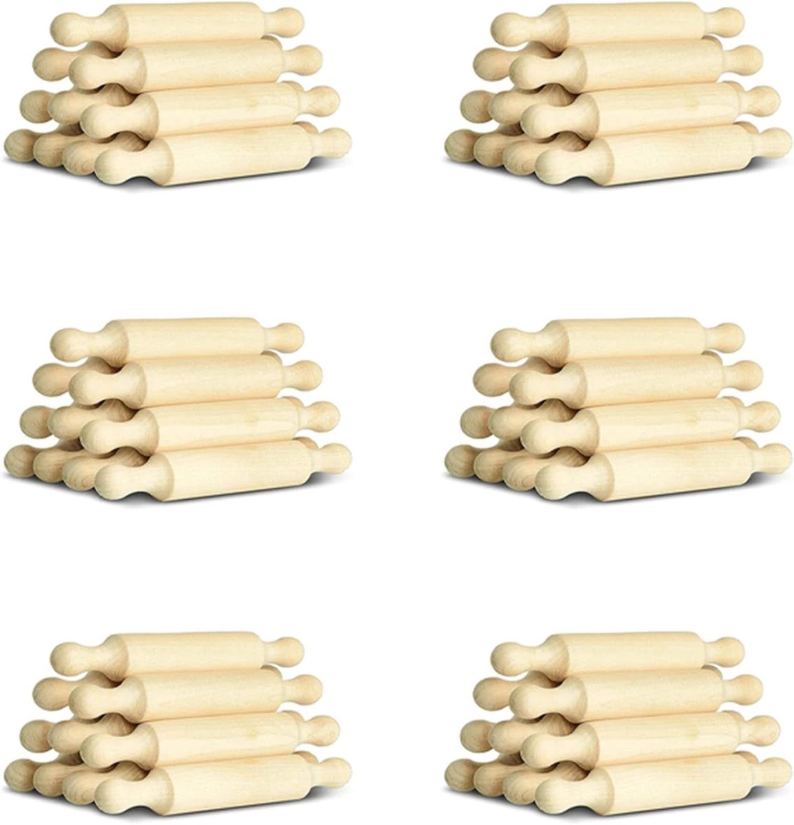 Mini Deegroller Set - Kinder Deegroller Hout - Bakken Fondant Pasta - Natuurlijk Hout Materiaal - 6 Inch Stuks - Houtkleur