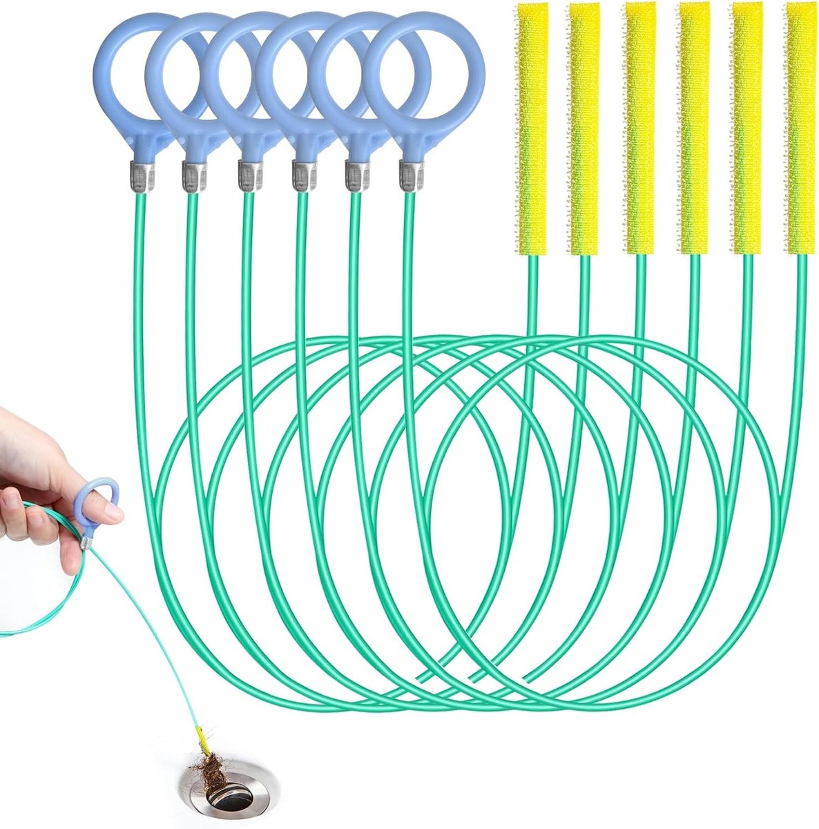 Ontstoppingsveer - Groen en Blauw - 90 cm - Flexibele Stalen Buisreinigingsspiraal - Voor Huishoudelijke Afvoeren