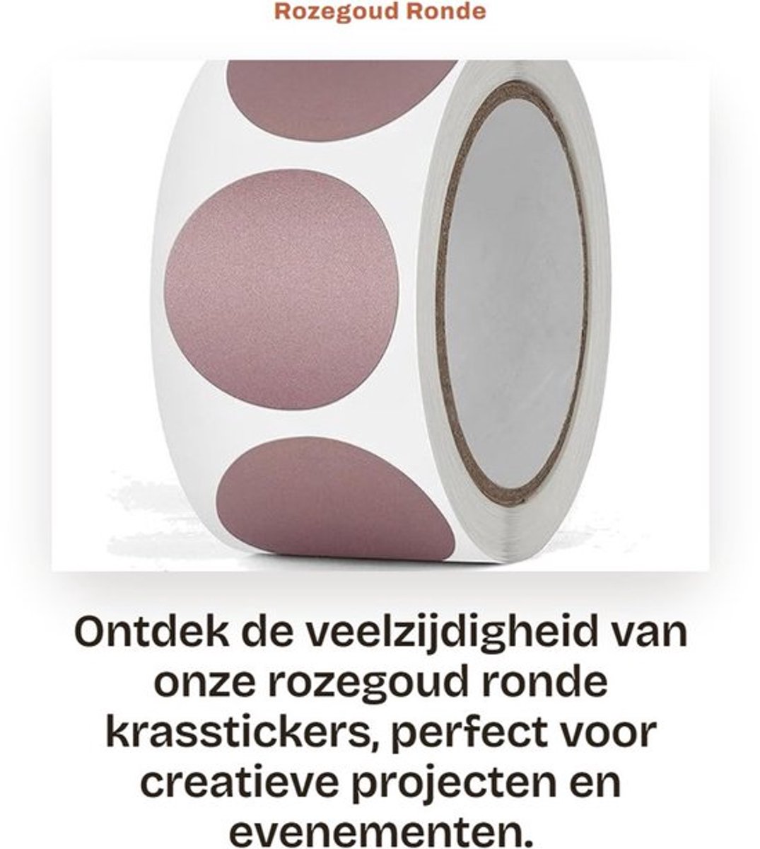 Krasstickers 2,5 cm - Roségoud - Zelfklevende Etiketten - Krasbestendig - Waterdicht - Rol van 300 Stuks - Kraskaarten