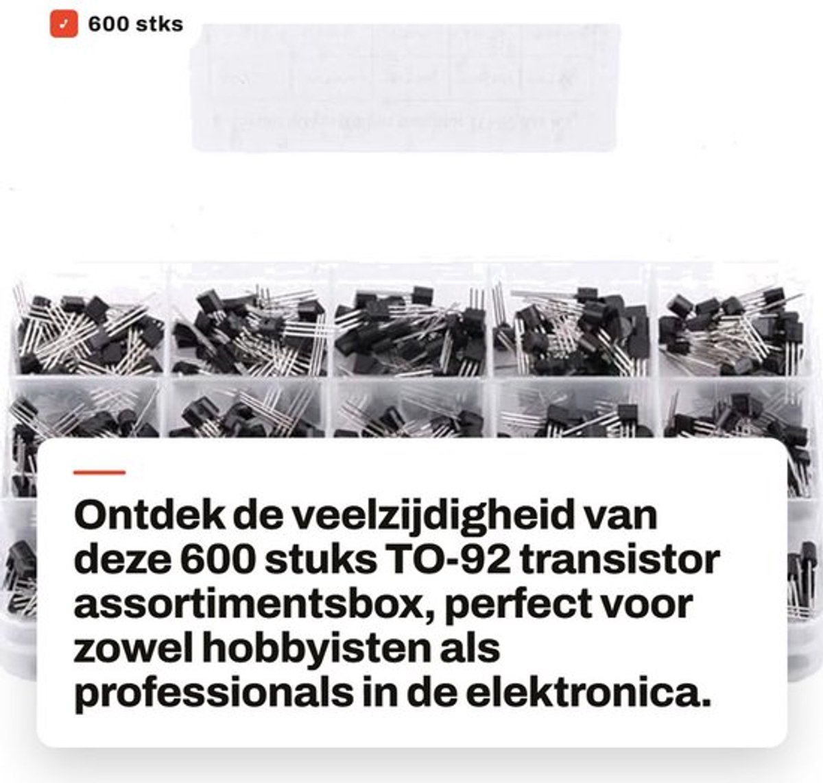600 stks Transistor Assortiment TO-92 - Hoogwaardige kwaliteit - Professionele kit - Geschikt voor elektronica - Ideaal voor hobbyisten -...