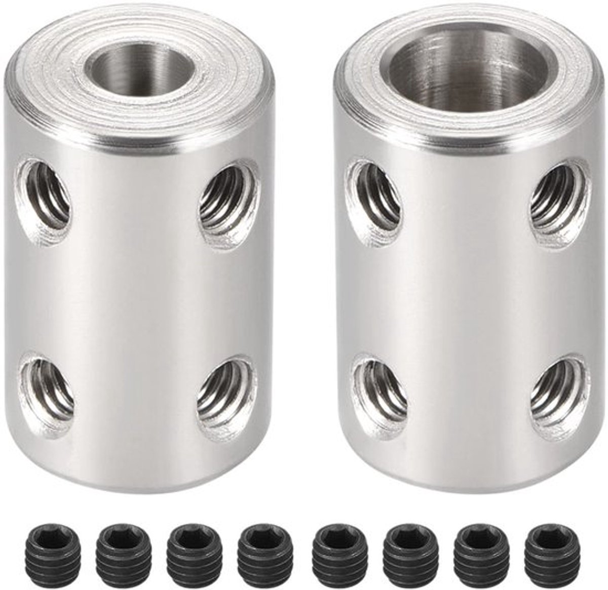 Koppeling Stijve - Roestvrij Staal - 5 mm tot 8 mm Boring - L22 x D14 - 2 Stuks - Motoraccessoires - Asverbinder