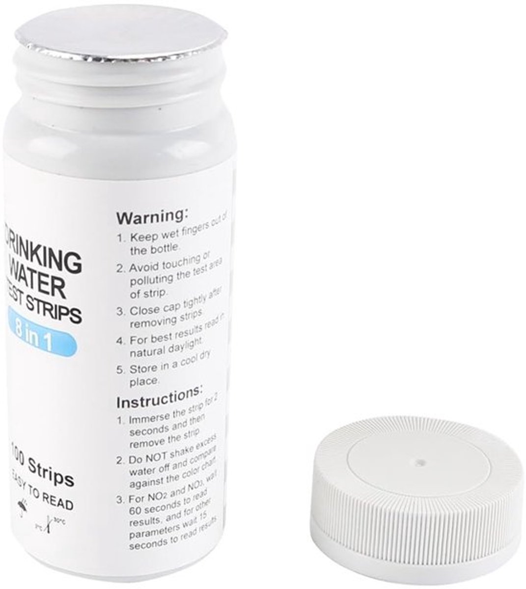 Waterkwaliteitsteststrips 8-in-1 - Nauwkeurige detectie pH, chloor, alkaliteit - 100 stuks - Snelle resultaten binnen 60 seconden - Extra lange houdbaarheid 1 jaar - Teststrips