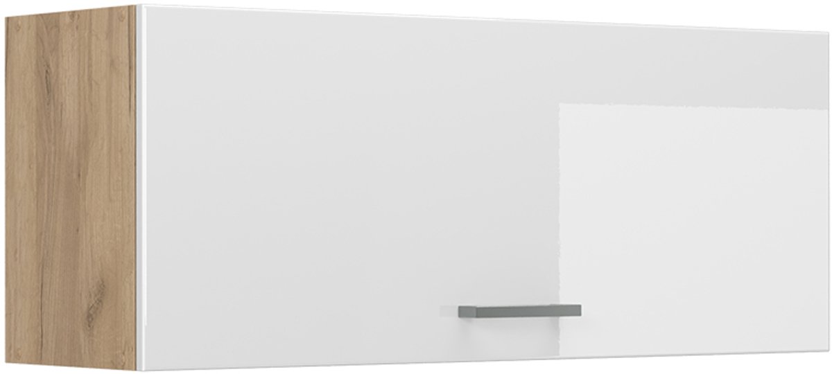 Vicco Hangkast R-Line, Wit Hoogglans/Goudkleurig Eiken, 100 cm Plat