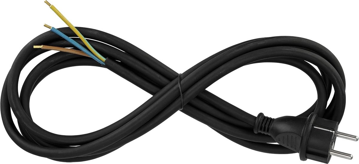 Voedingskabel - Zwart - 3 m - Rubber - Voor Buitengebruik