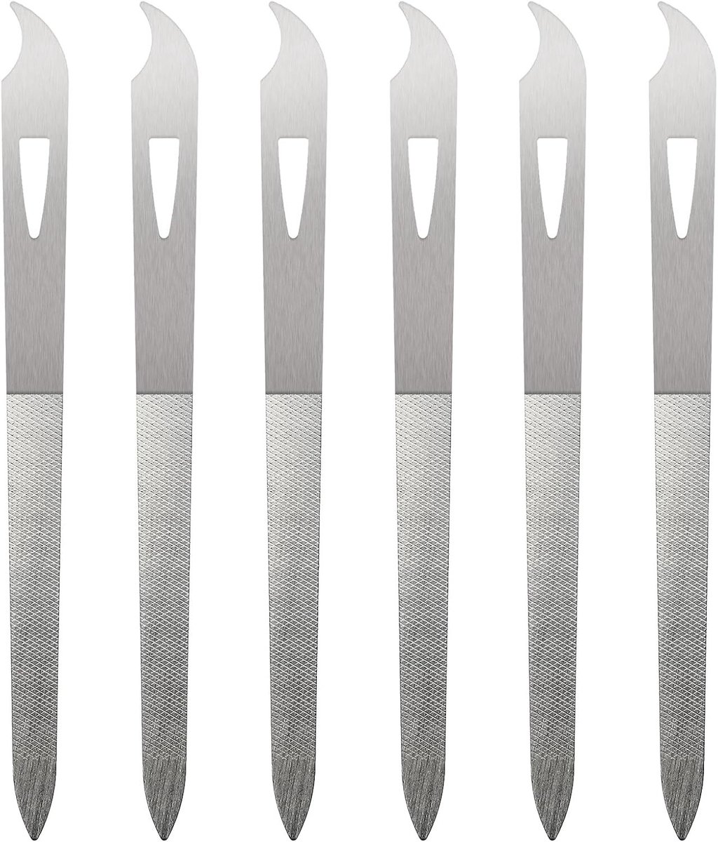 Set van 6 Dubbelzijdige RVS Vijl voor Nagels - Curved Tip Manicure en Pedicure Gereedschap voor Perfecte Nagels