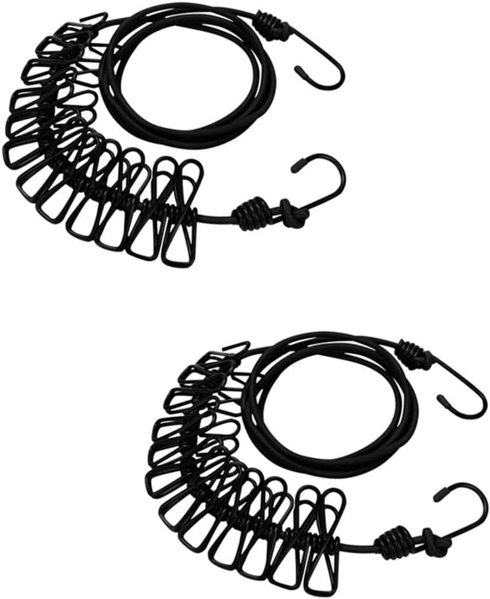 Draagbare en Uitbreidbare Kledinglijn voor Kamperen, Reizen en Buitenactiviteiten, 2 Stuks, 185 cm met Clips
