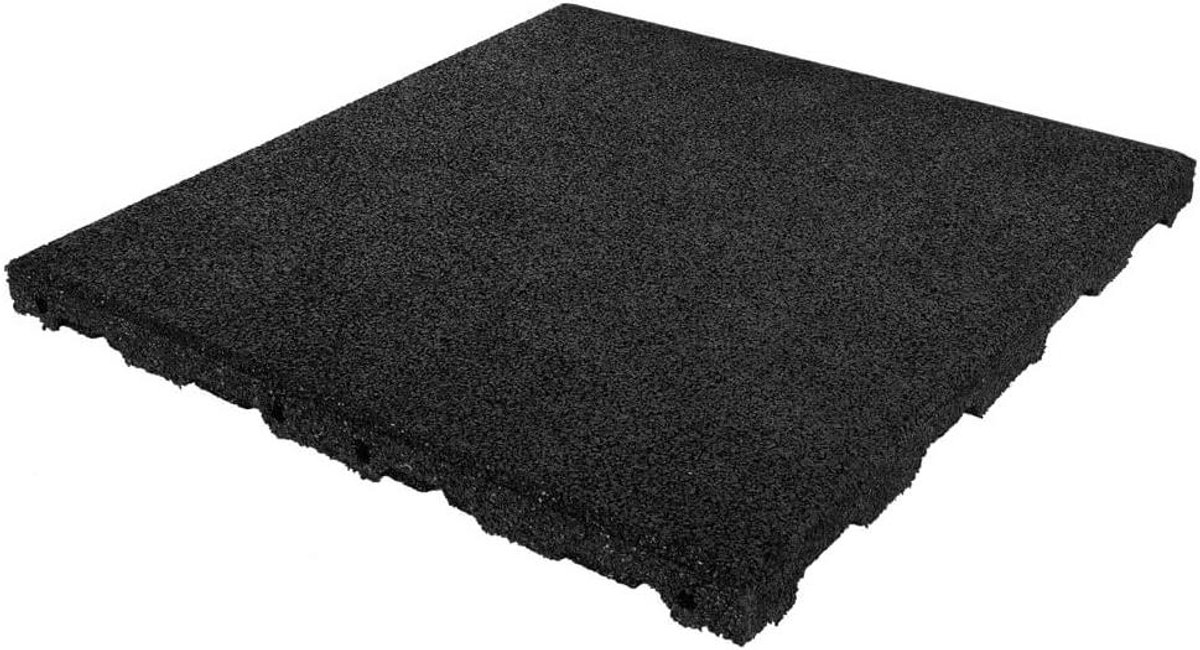 Rubberen Tegels - Veiligheidstegels Rubber - Valbescherming Tuin - Schokabsorberend - 4 stuks 50x50cm - Zwart