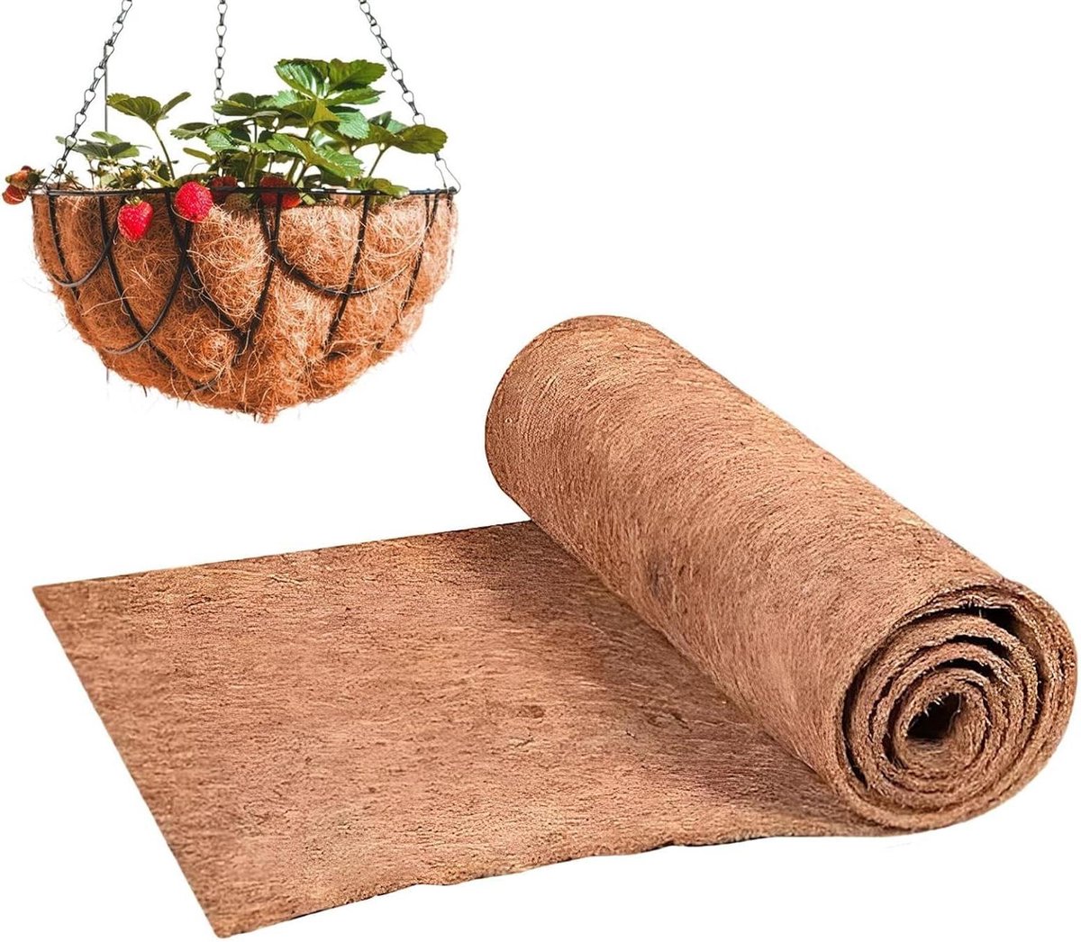 Kokosmand Liners - Plantenmat Kokosvezel - Tuin Decoratie - Herbruikbare Mand Voeringen - 50x100 cm - Bruin