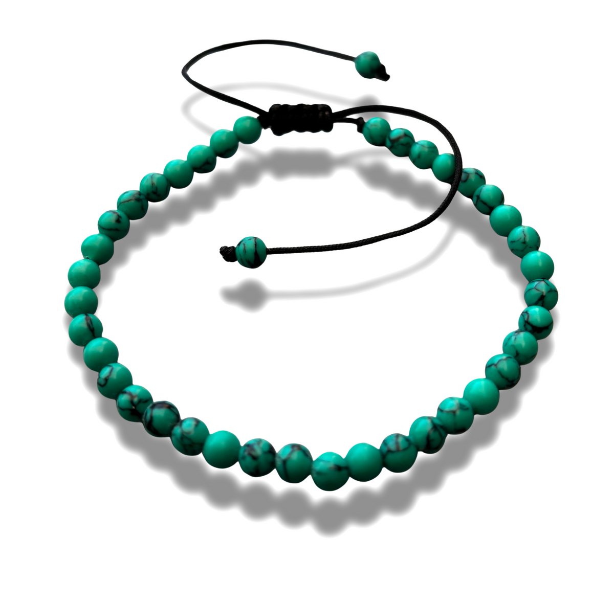 Armband - natuursteen - 4 mm - groene turquoise - 16 tot circa 21 cm - in lengte verstelbaar