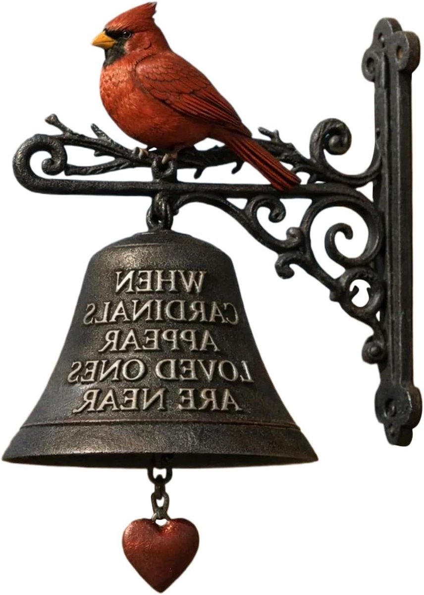 Buiten Tafelbel - Tuindecoratie Vogel - Gastvrijheid Tonen - Handgesneden Texturen - ca. 20 cm Hoog - Rood