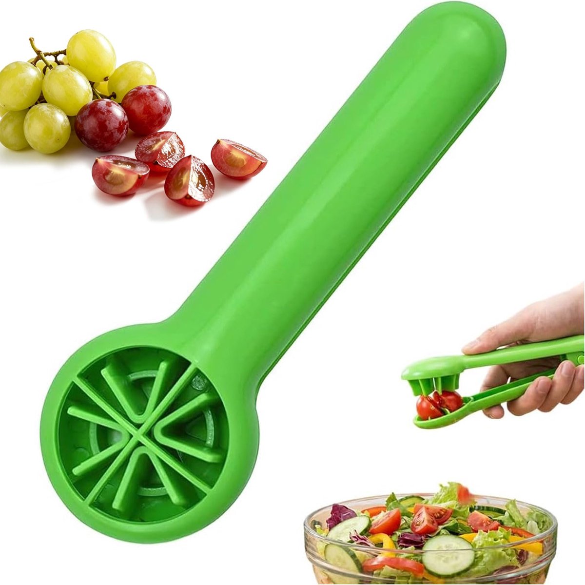 SnelShoppen - Druivensnijder, 2026 Nieuwe Fruitsnijder voor Druiven, Tomaten, Kersen en Aardbeien, Snijd in 4 Stukken voor Fruitsalade, Groenten en Sn