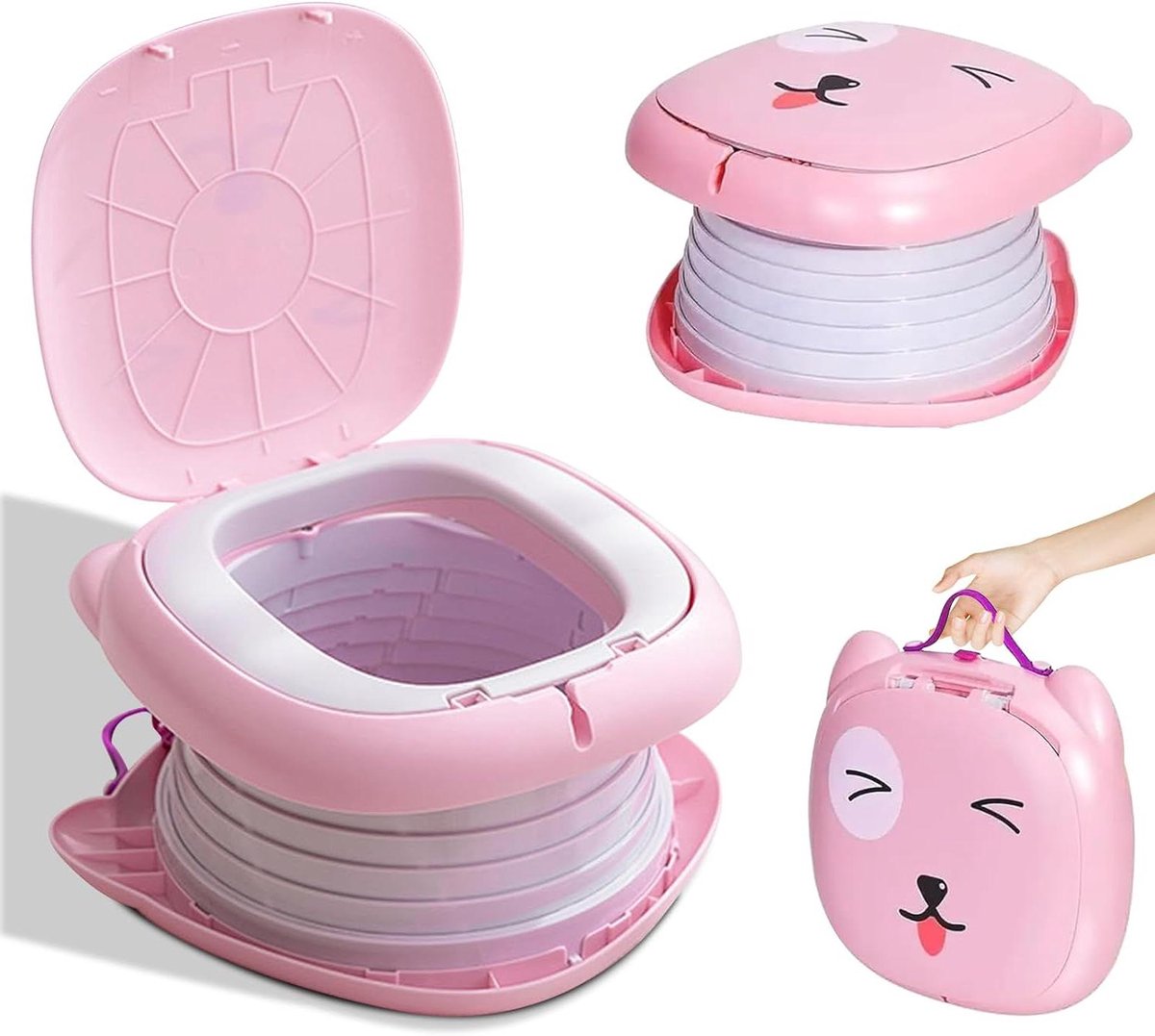 Opvouwbaar toilet - Kindertraining potje - Reizen en thuis - Niet-giftig ABS materiaal - Tot 70 kg - Roze