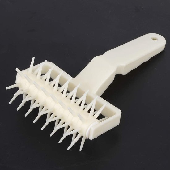 Deegroller met Prikker - Bakgereedschap Set - Pizza Bakken - Voorkomt Bellen - 21x12cm - Wit — afbeelding 3