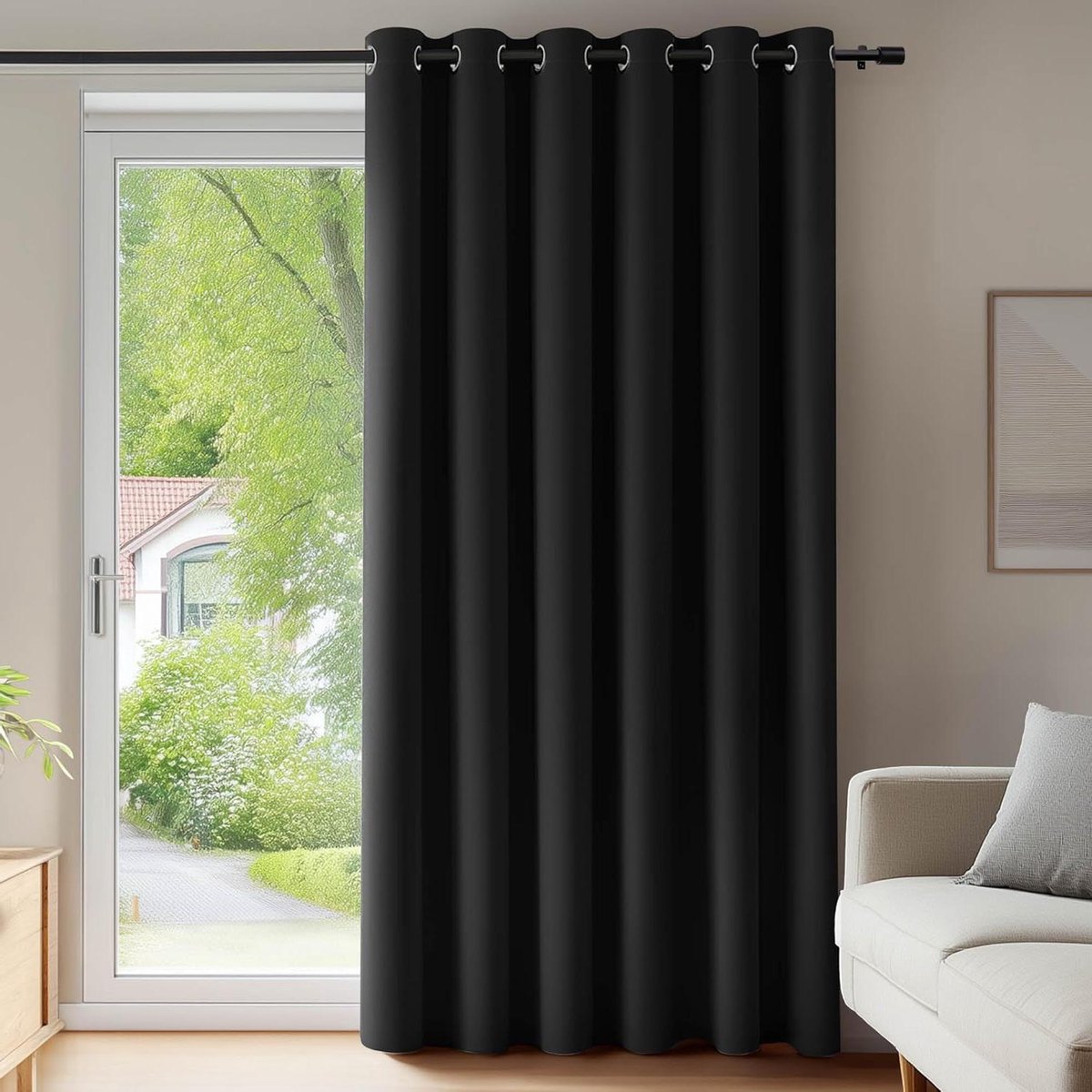 Verduisterende Gordijnen - Thermo Isolatie Gordijnen - Rustige Slaapkamer - Zilveren Coating - 200x210 cm - Zwart