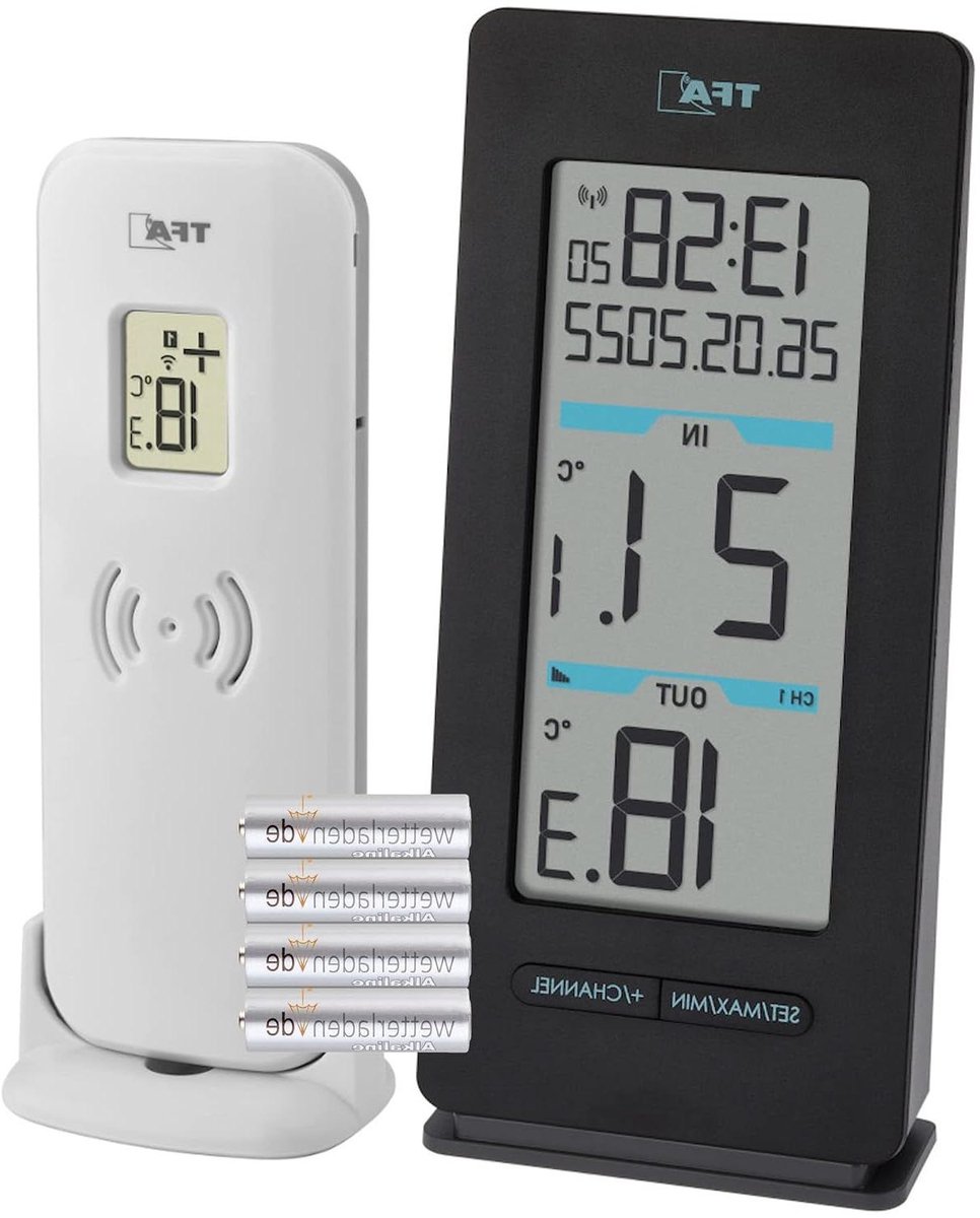 Draadloze Thermometer - Weerstation Buddy - Temperatuur Monitoren - Max Min Waarden - 15 cm - Zwart